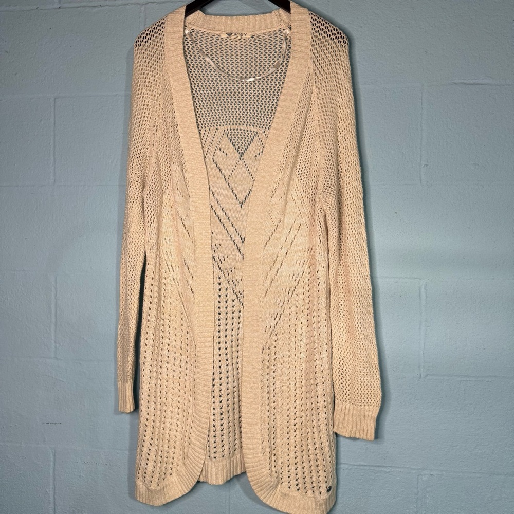 Roxy Open Weave Long Cardigan